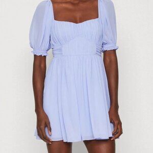 Abercrombie & Fitch Emerson Chiffon Puff Sleeve Mini Dress Blue Size S